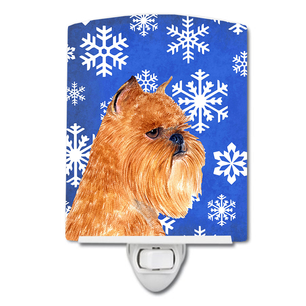 Brussels Griffon Winter Snowflakes Holiday Ceramic Night Light SS4632CNL - the-store.com