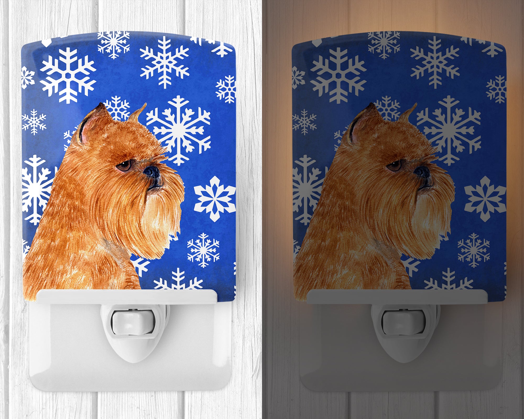 Brussels Griffon Winter Snowflakes Holiday Ceramic Night Light SS4632CNL - the-store.com