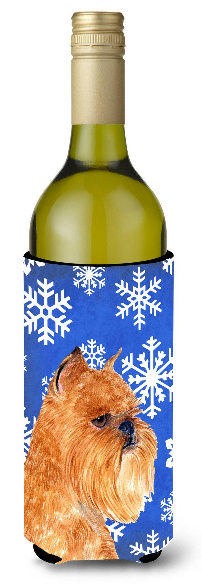 Brussels Griffon Winter Snowflakes Holiday Wine Bottle Beverage Insulator Beverage Insulator Hugger by Caroline's Treasures
