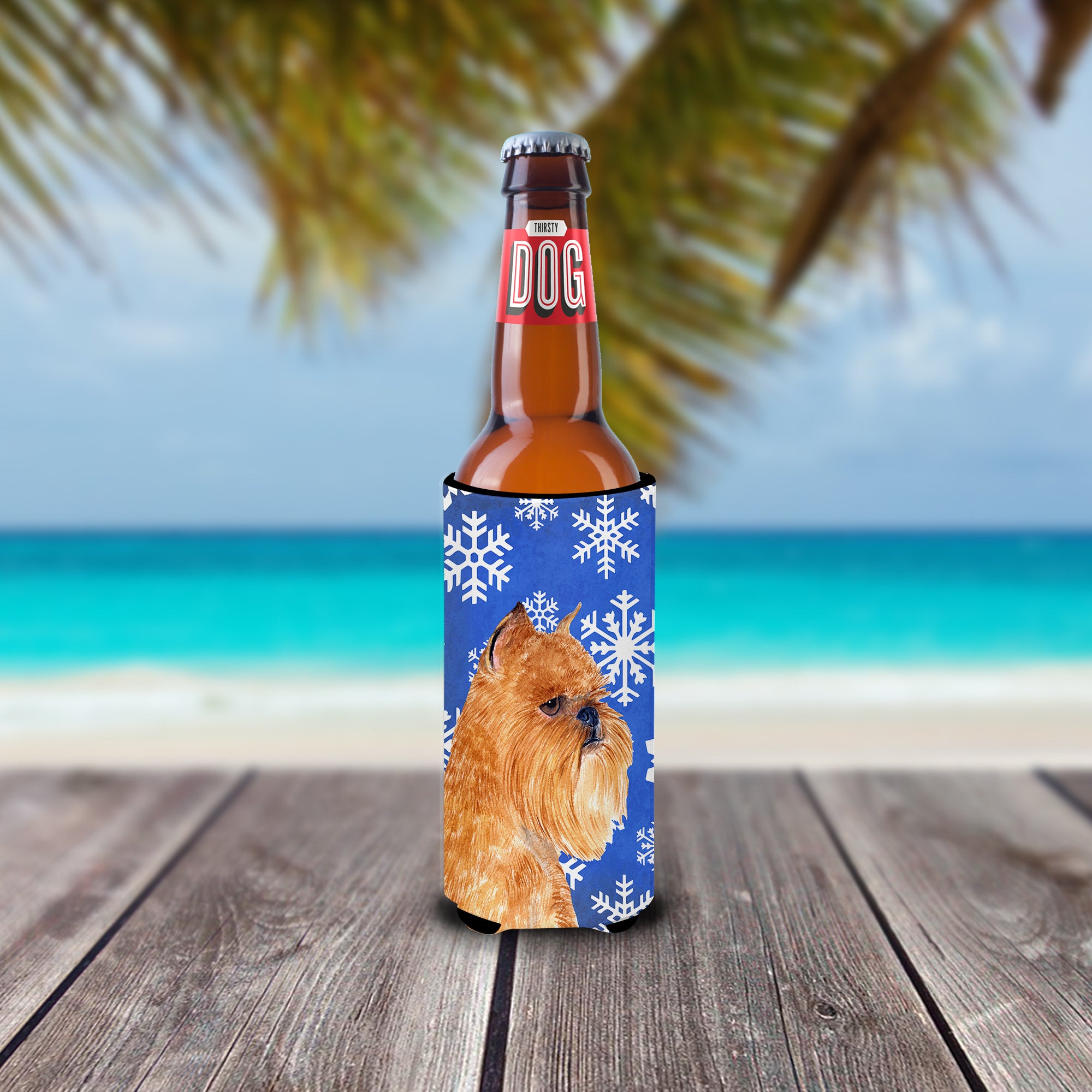 Brussels Griffon Winter Snowflakes Holiday Ultra Beverage Isolateurs pour canettes minces SS4632MUK