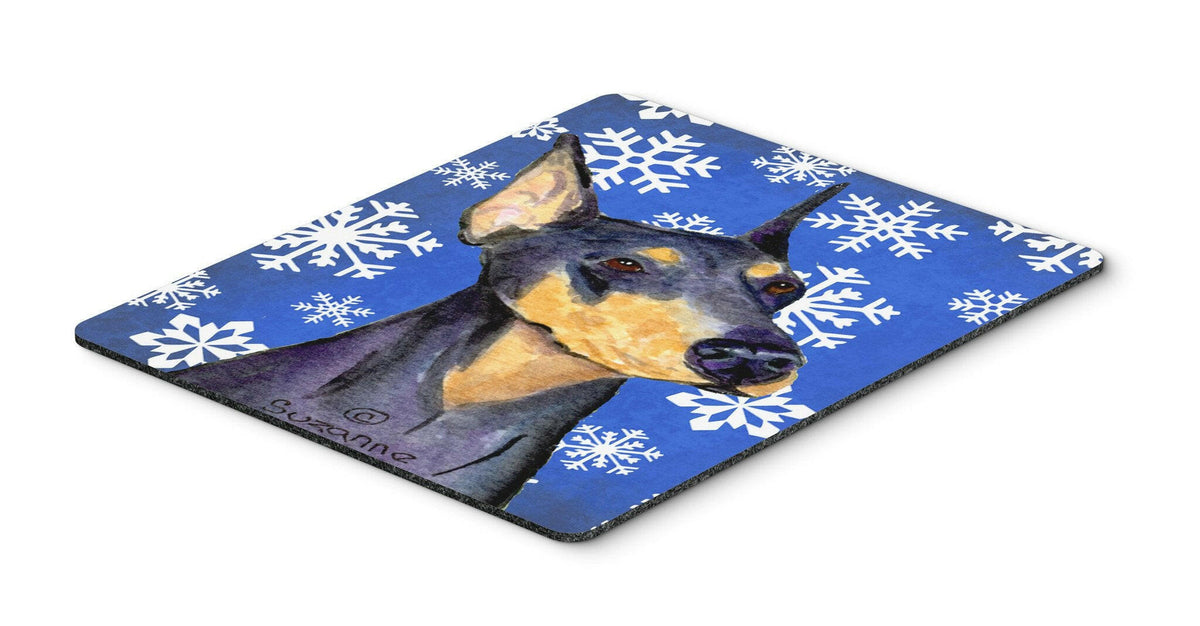 Doberman Winter Snowflakes Holiday Mouse Pad, Hot Pad or Trivet by Caroline&#39;s Treasures