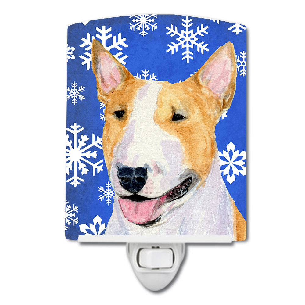 Bull Terrier Winter Snowflakes Holiday Ceramic Night Light SS4634CNL - the-store.com