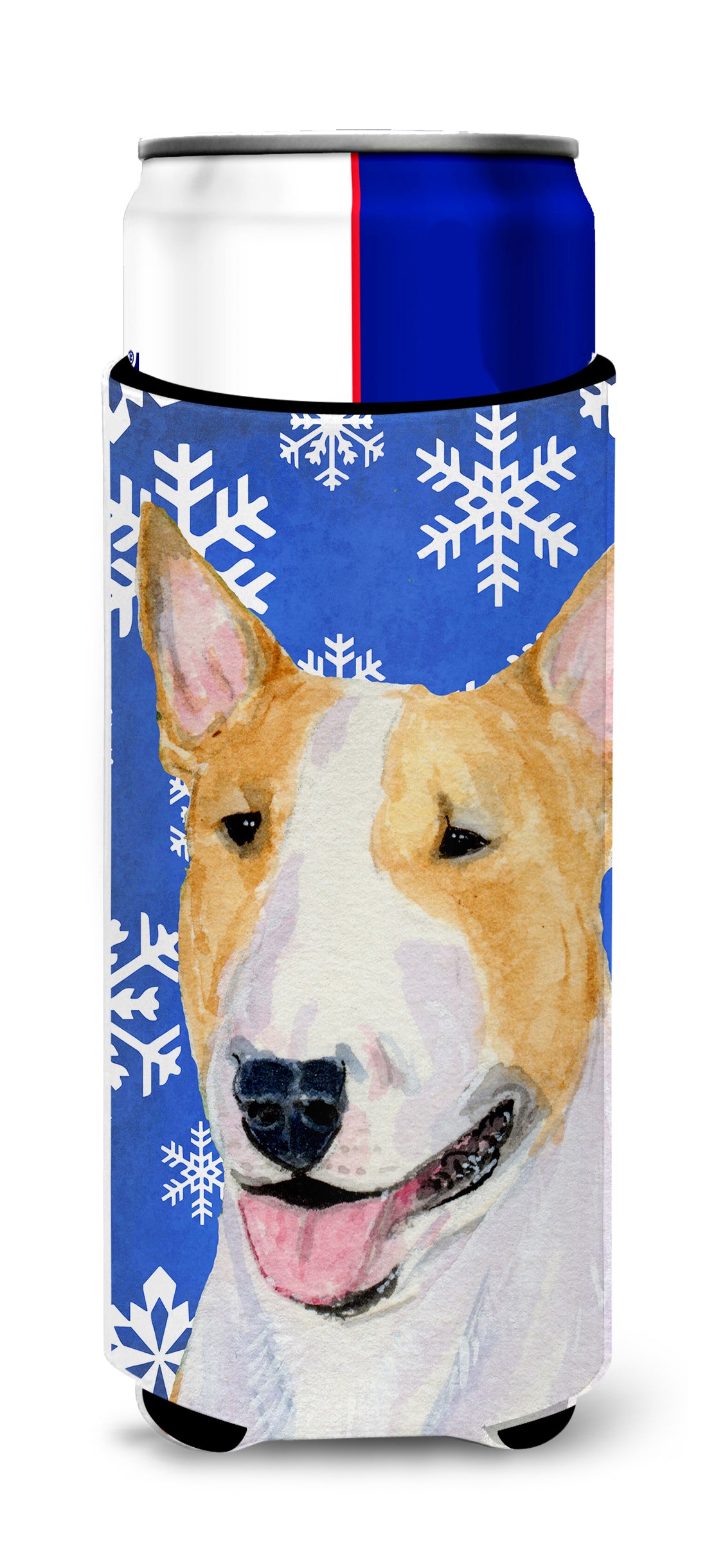 Bull Terrier Winter Snowflakes Holiday Ultra Beverage Isolateurs pour canettes minces SS4634MUK