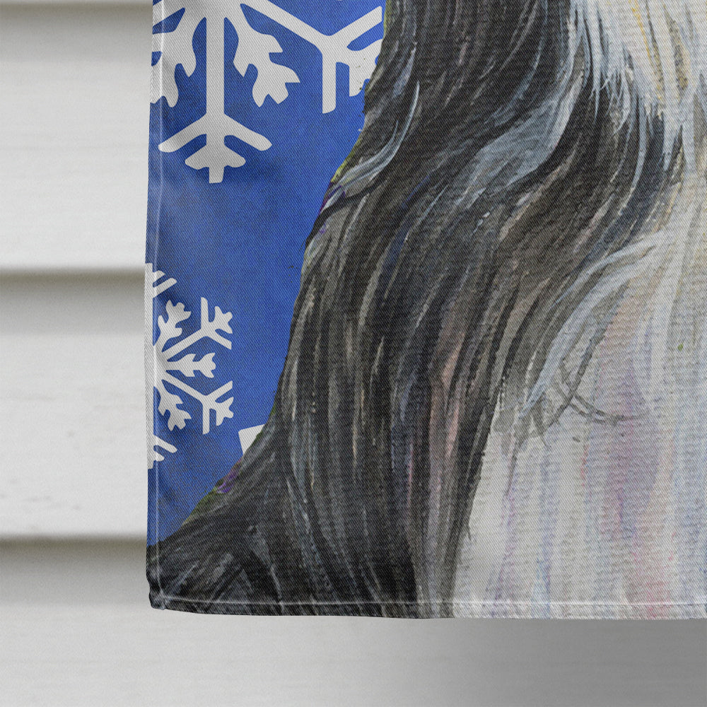 Bearded Collie Winter Snowflakes Holiday Flag Canvas House Size