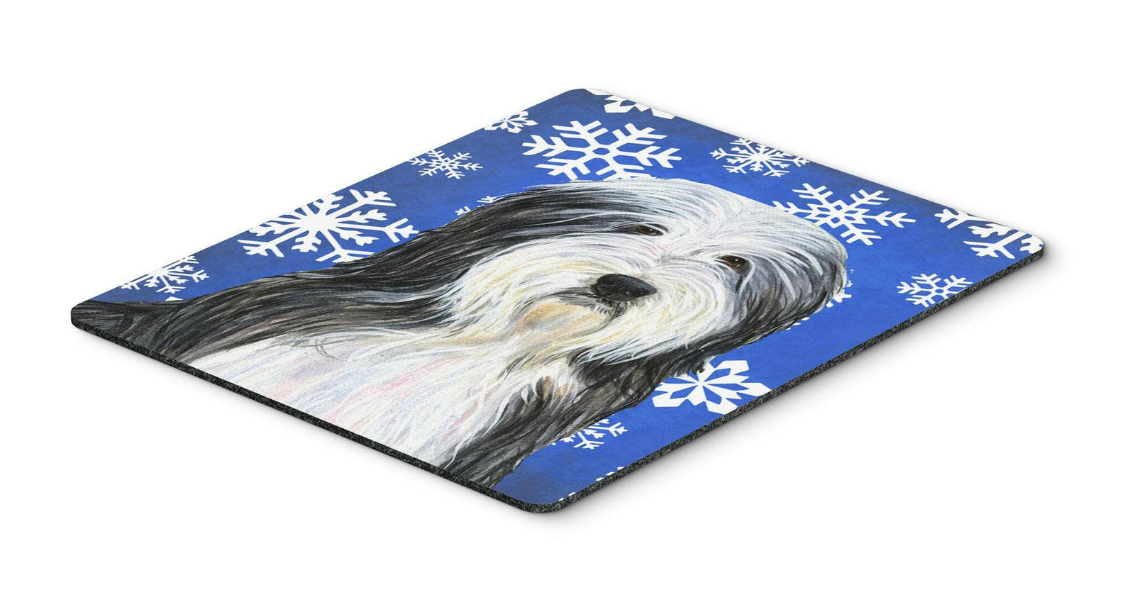 Bearded Collie Winter Snowflakes Holiday Mouse Pad, Hot Pad or Trivet by Caroline's Treasures