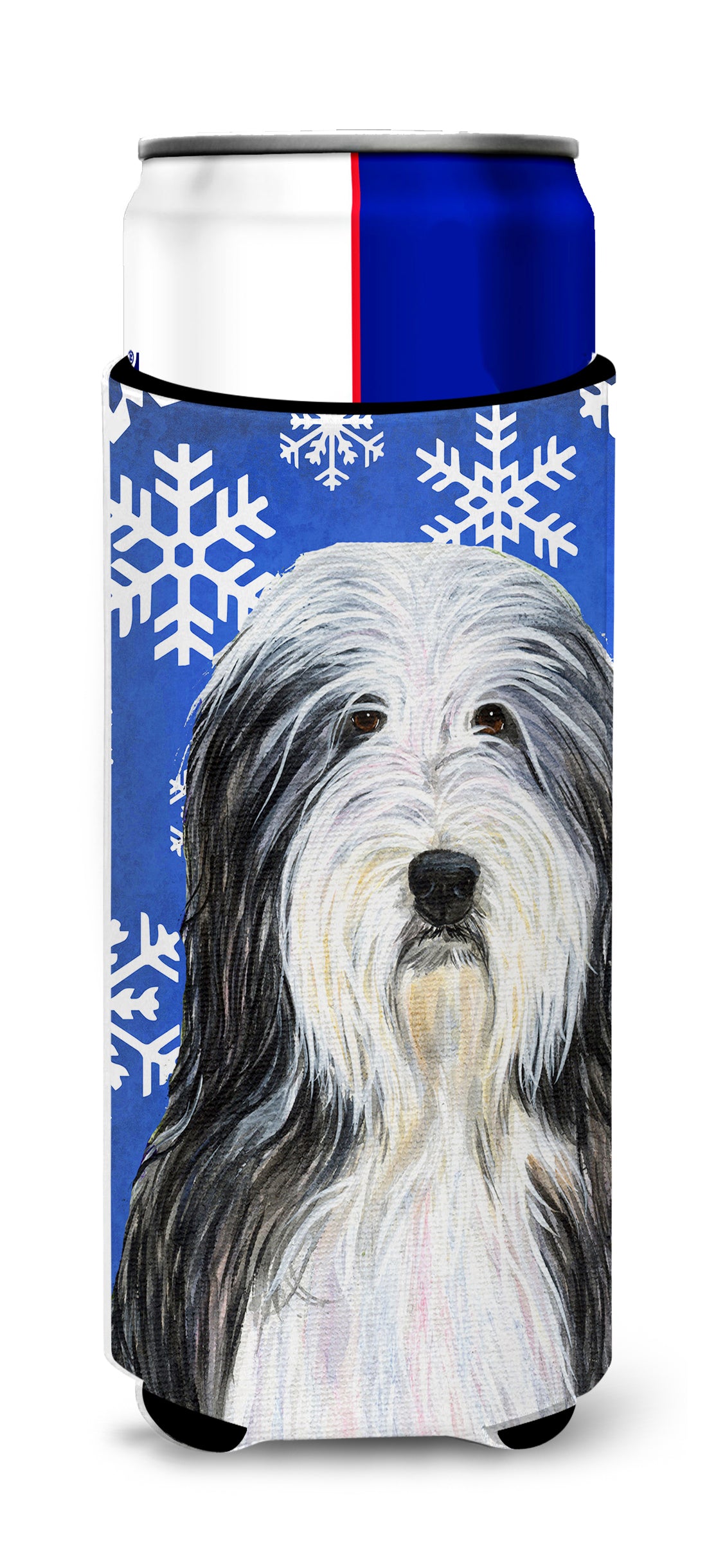 Bearded Collie Winter Snowflakes Holiday Ultra Beverage Isolateurs pour canettes minces SS4635MUK