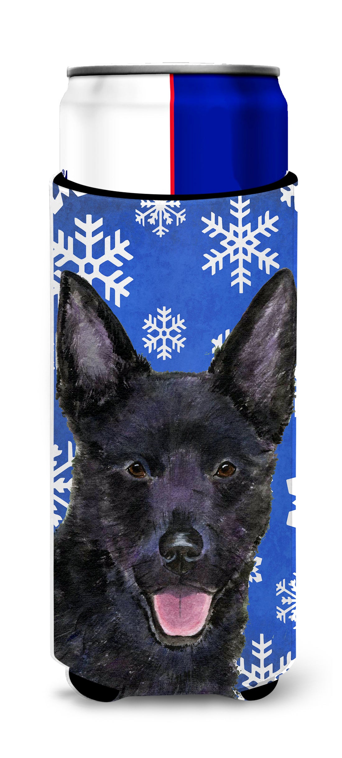 Australian Kelpie Winter Snowflakes Holiday Ultra Beverage Insulators for slim cans SS4636MUK