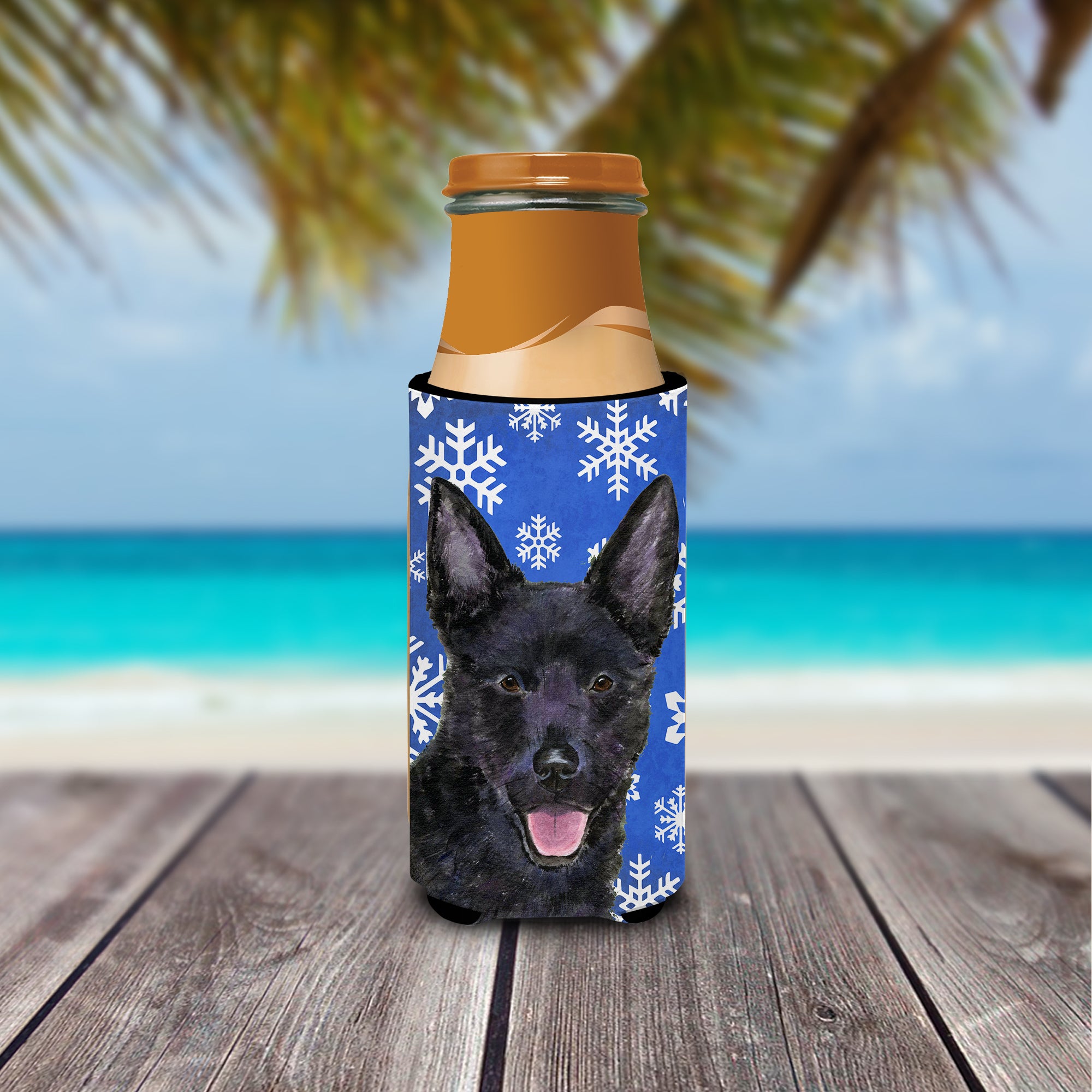 Australian Kelpie Winter Snowflakes Holiday Ultra Beverage Insulators for slim cans SS4636MUK