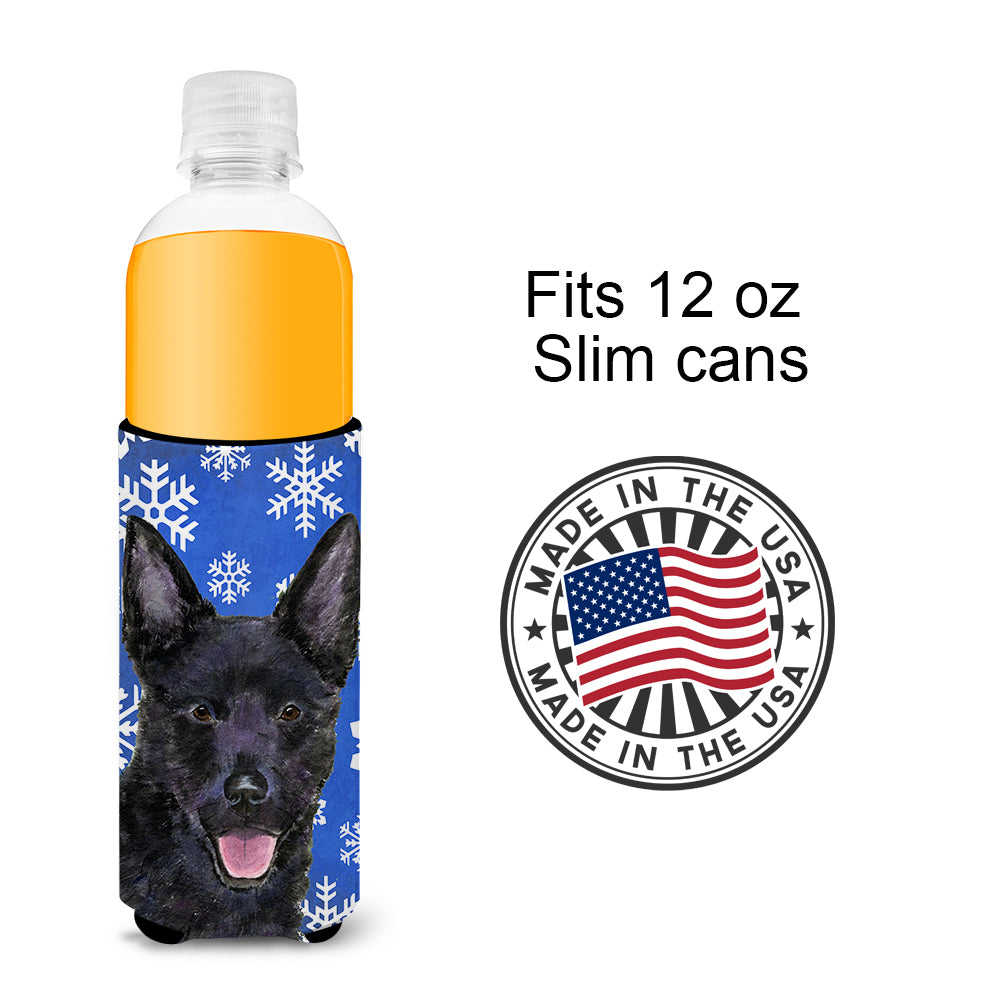 Australian Kelpie Winter Snowflakes Holiday Ultra Beverage Insulators for slim cans SS4636MUK.