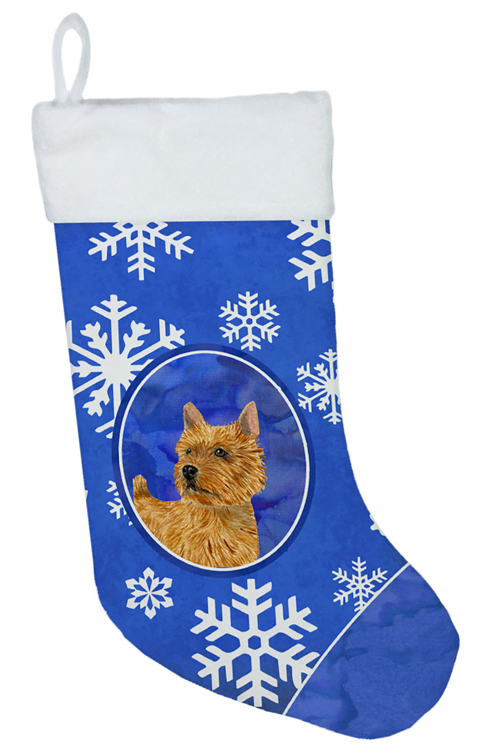 Norwich Terrier Winter Snowflakes Christmas Stocking SS4637  the-store.com.