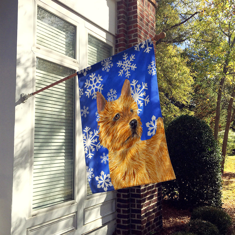 Norwich Terrier Winter Snowflakes Holiday Flag Canvas House Size