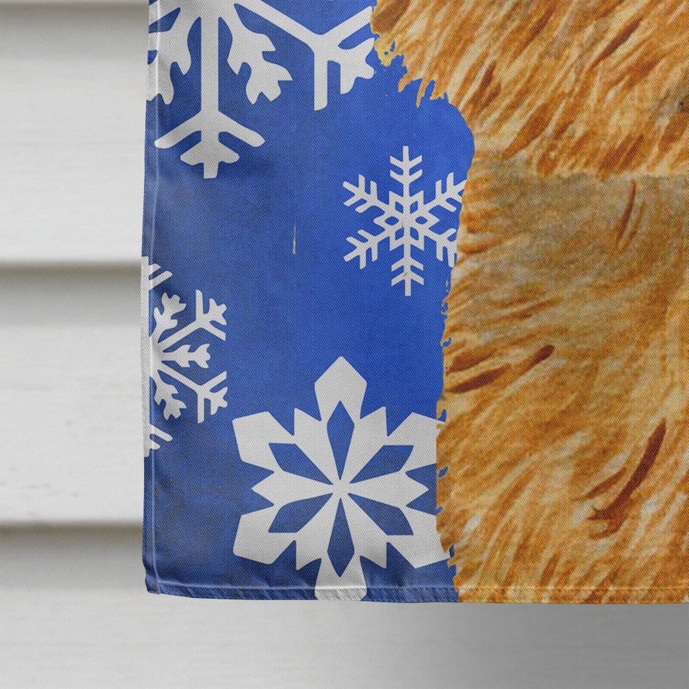 Norwich Terrier Winter Snowflakes Holiday Flag Canvas House Size  the-store.com.