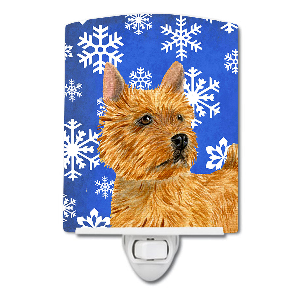 Norwich Terrier Winter Snowflakes Holiday Ceramic Night Light SS4637CNL - the-store.com