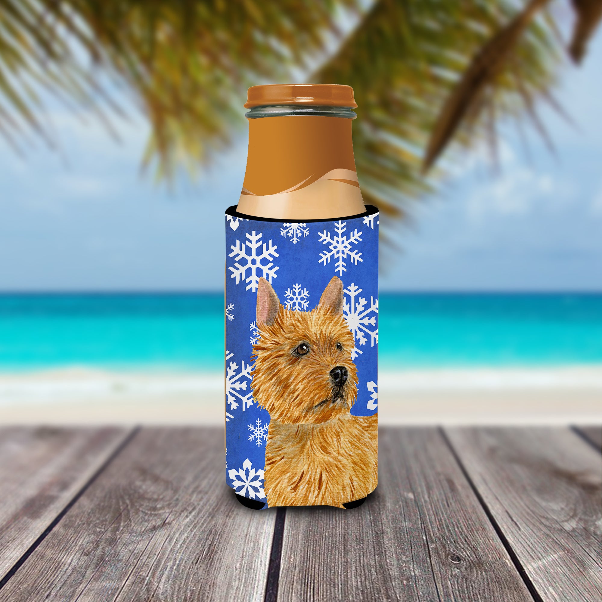 Norwich Terrier Winter Snowflakes Holiday Ultra Beverage Insulators for slim cans SS4637MUK