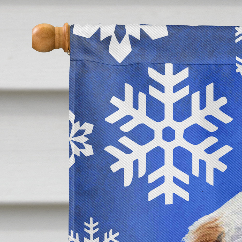 Clumber Spaniel Winter Snowflakes Holiday Flag Canvas House Size
