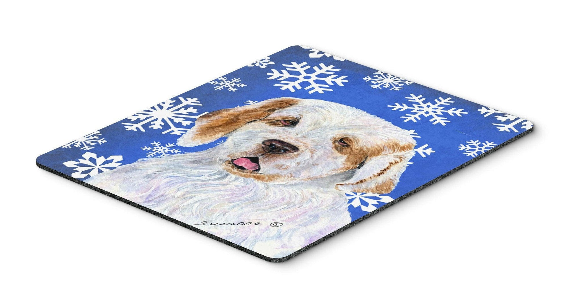 Clumber Spaniel Winter Snowflakes Holiday Mouse Pad, Hot Pad or Trivet by Caroline's Treasures