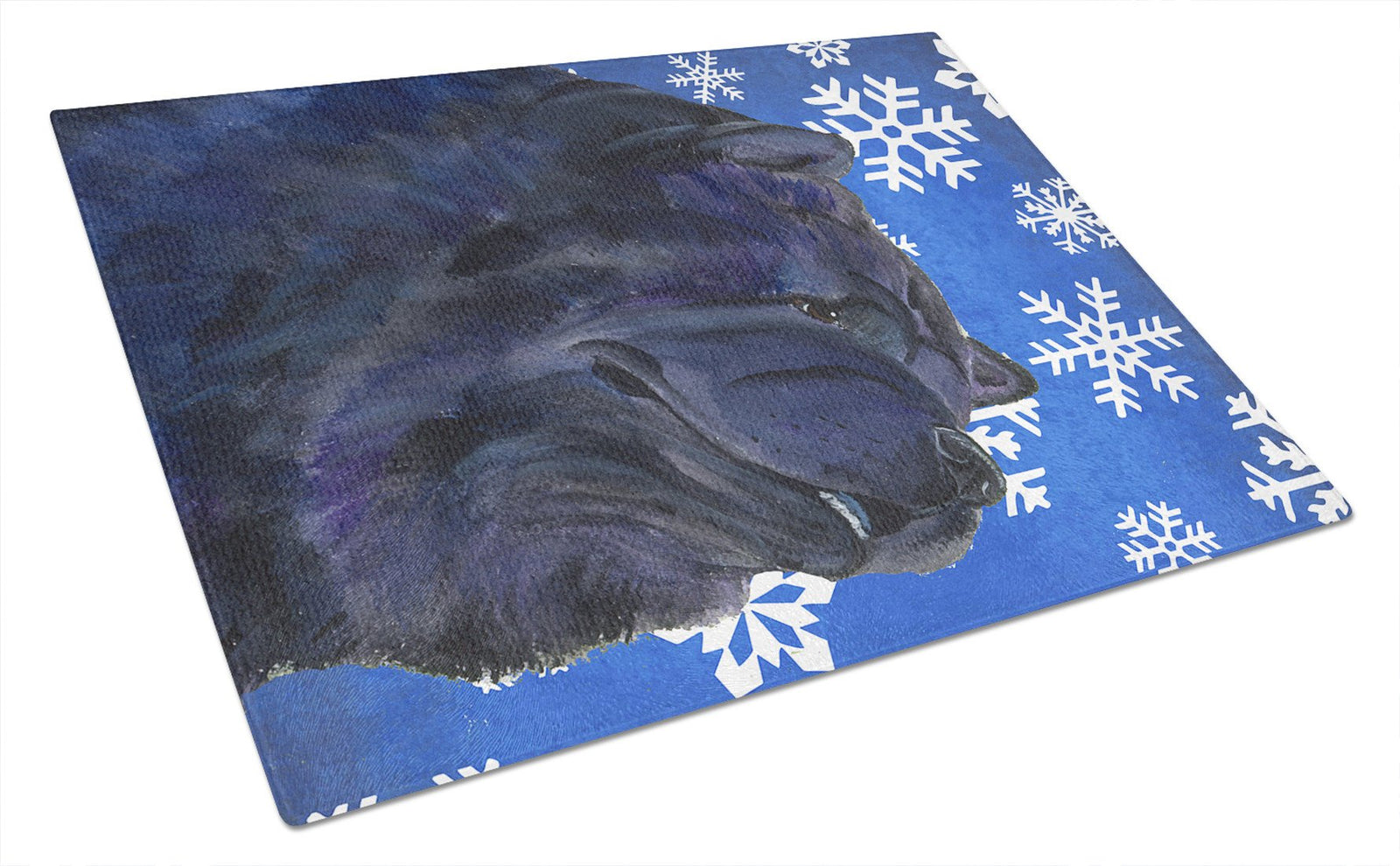 Chow Chow Winter Snowflakes Holiday Glass Cutting Board Large by Caroline's Treasures