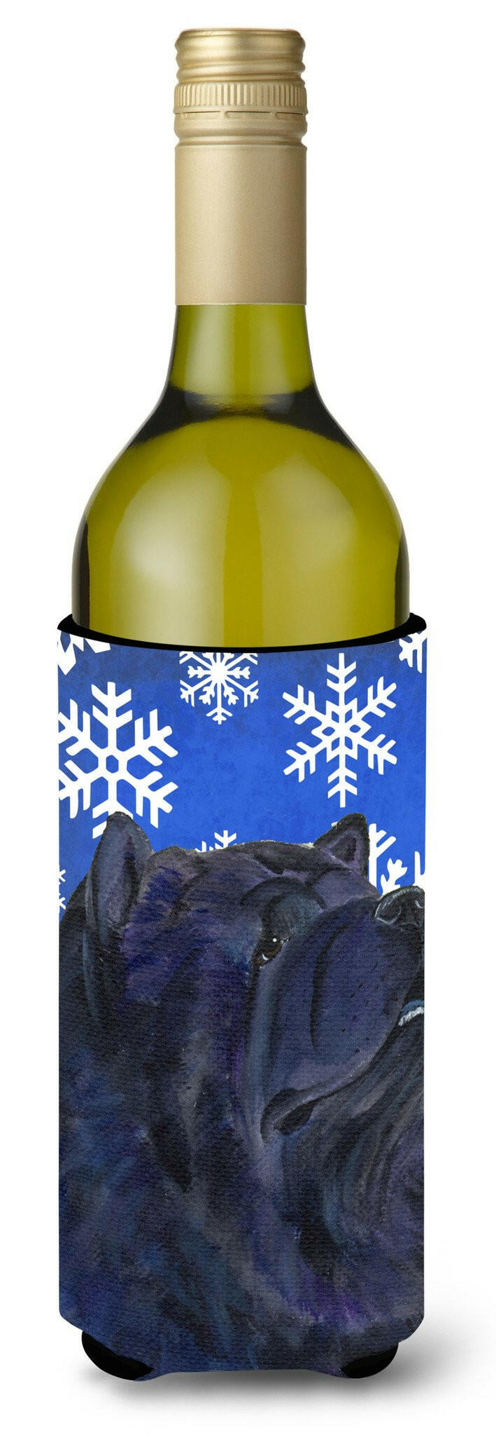 Chow Chow Winter Snowflakes Holiday Wine Bottle Beverage Insulator Beverage Insulator Hugger by Caroline&#39;s Treasures