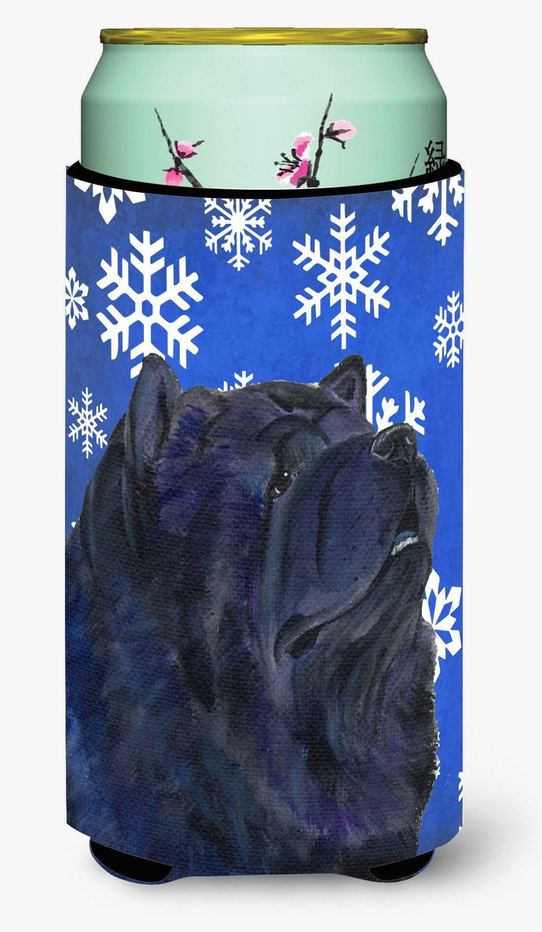 Chow Chow Winter Snowflakes Holiday  Tall Boy Beverage Insulator Beverage Insulator Hugger by Caroline&#39;s Treasures
