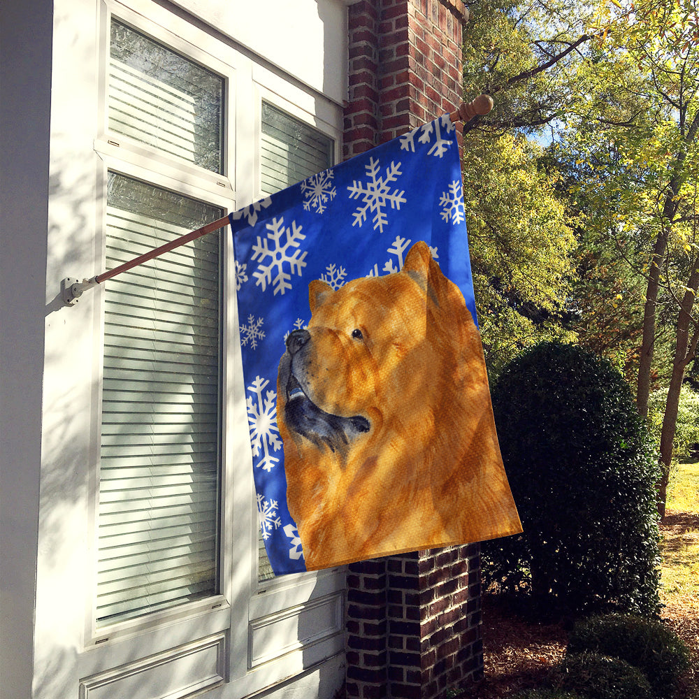 Chow Chow Winter Snowflakes Holiday Flag Canvas House Size  the-store.com.