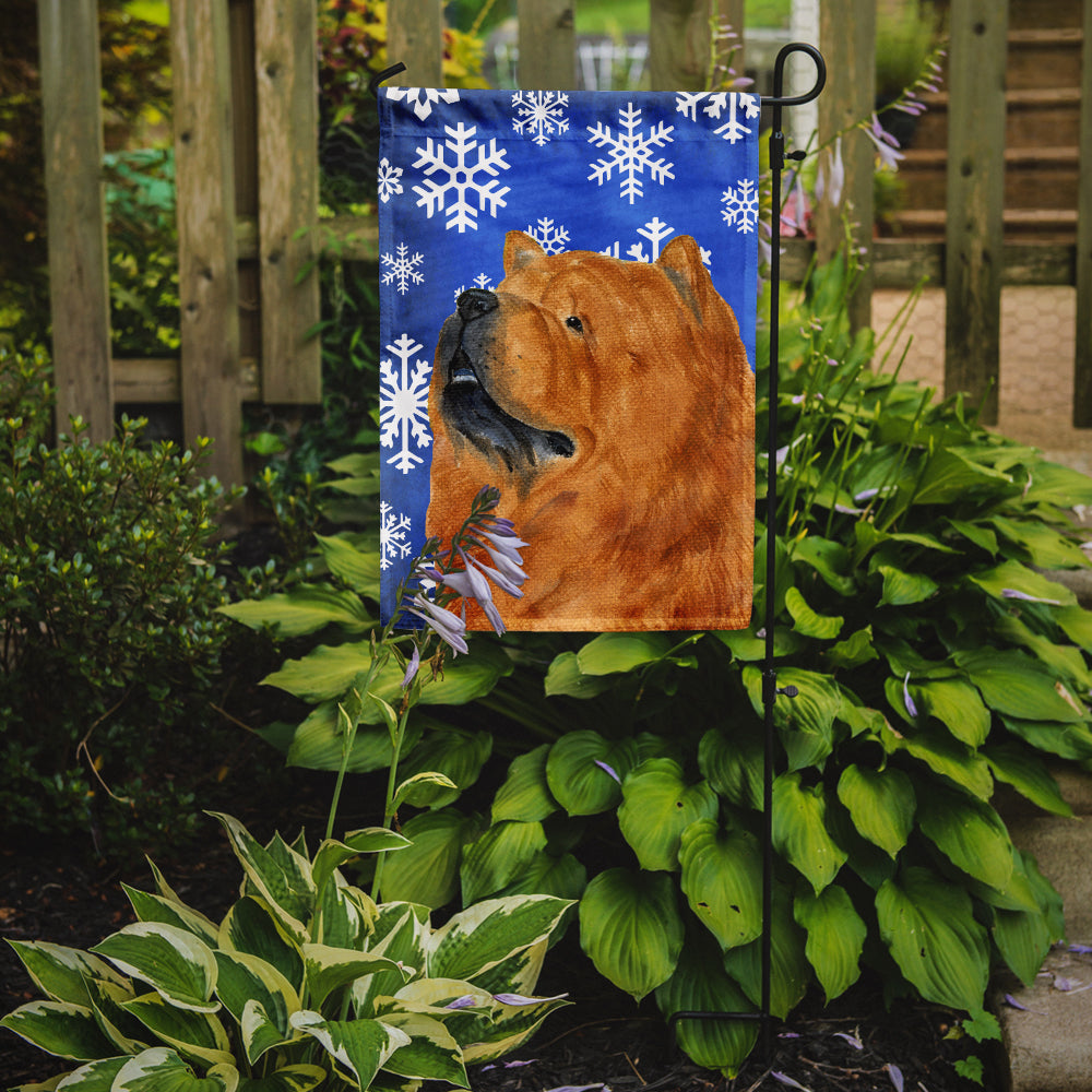 Chow Chow Winter Snowflakes Holiday Flag Garden Size.