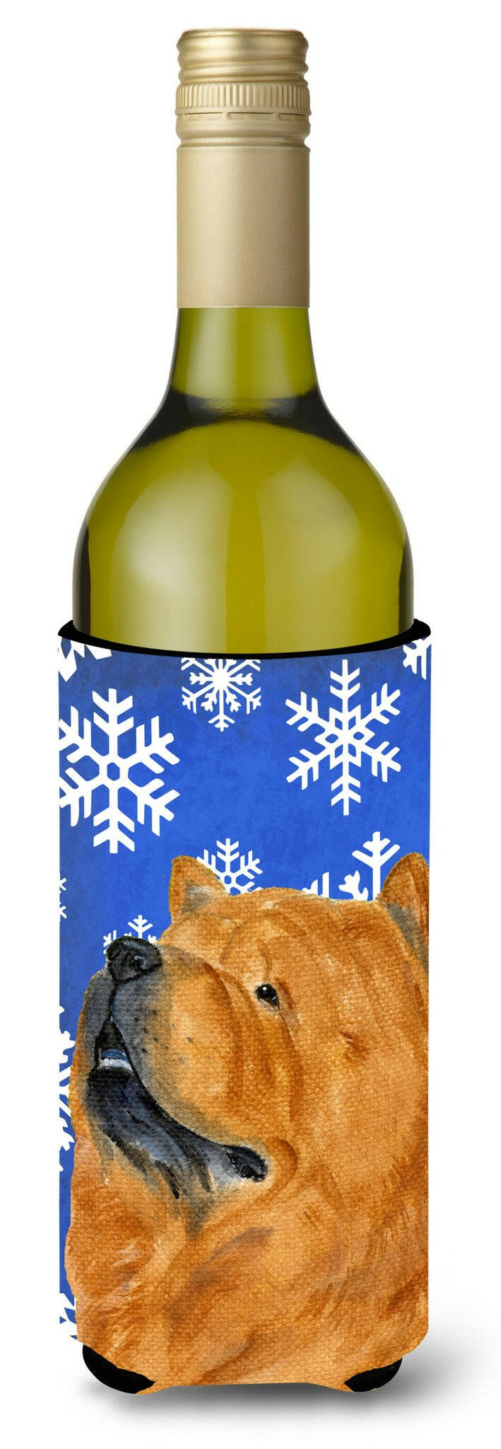 Chow Chow Winter Snowflakes Holiday Wine Bottle Beverage Insulator Beverage Insulator Hugger SS4640LITERK by Caroline&#39;s Treasures