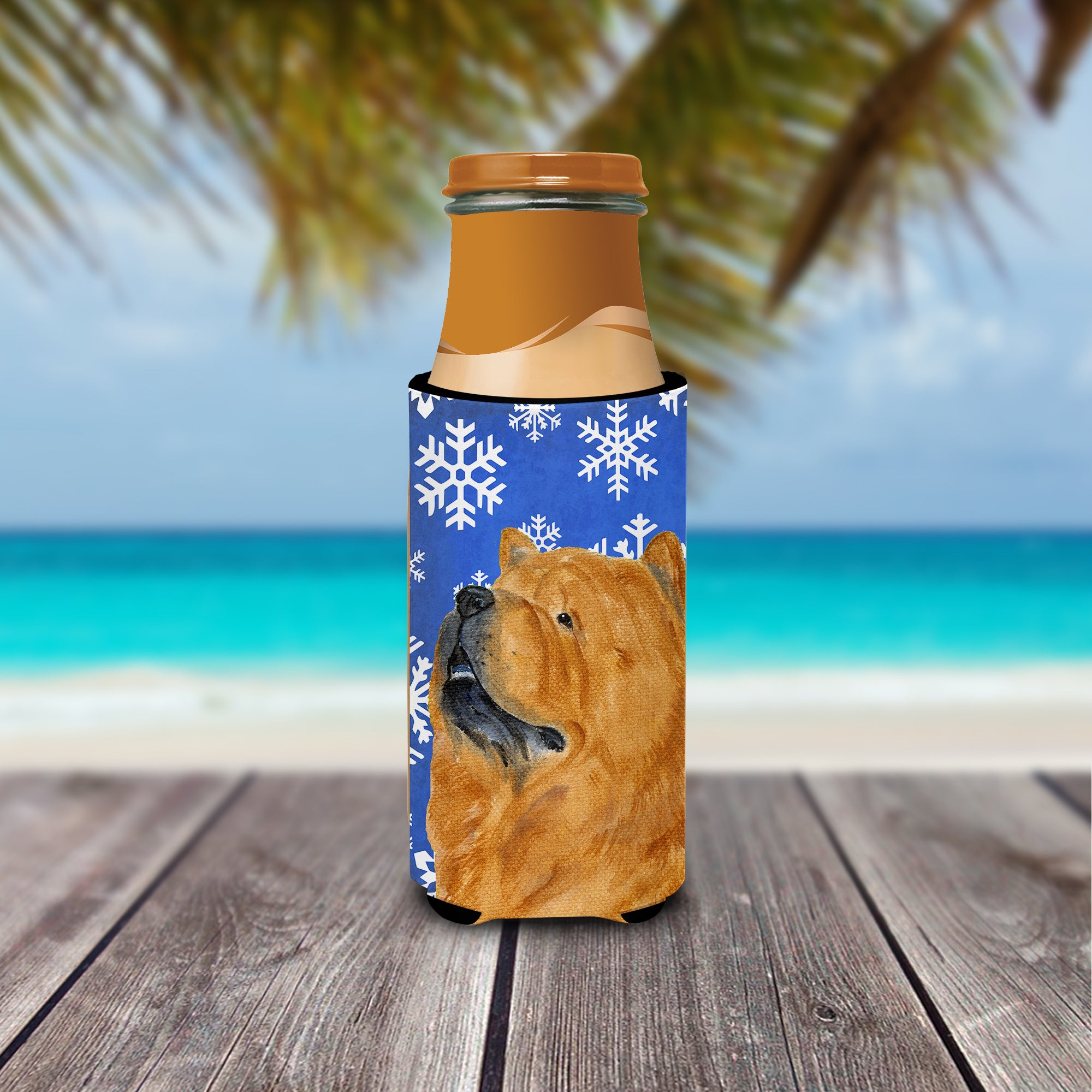 Chow Chow Winter Snowflakes Holiday Ultra Beverage Insulators for slim cans SS4640MUK.
