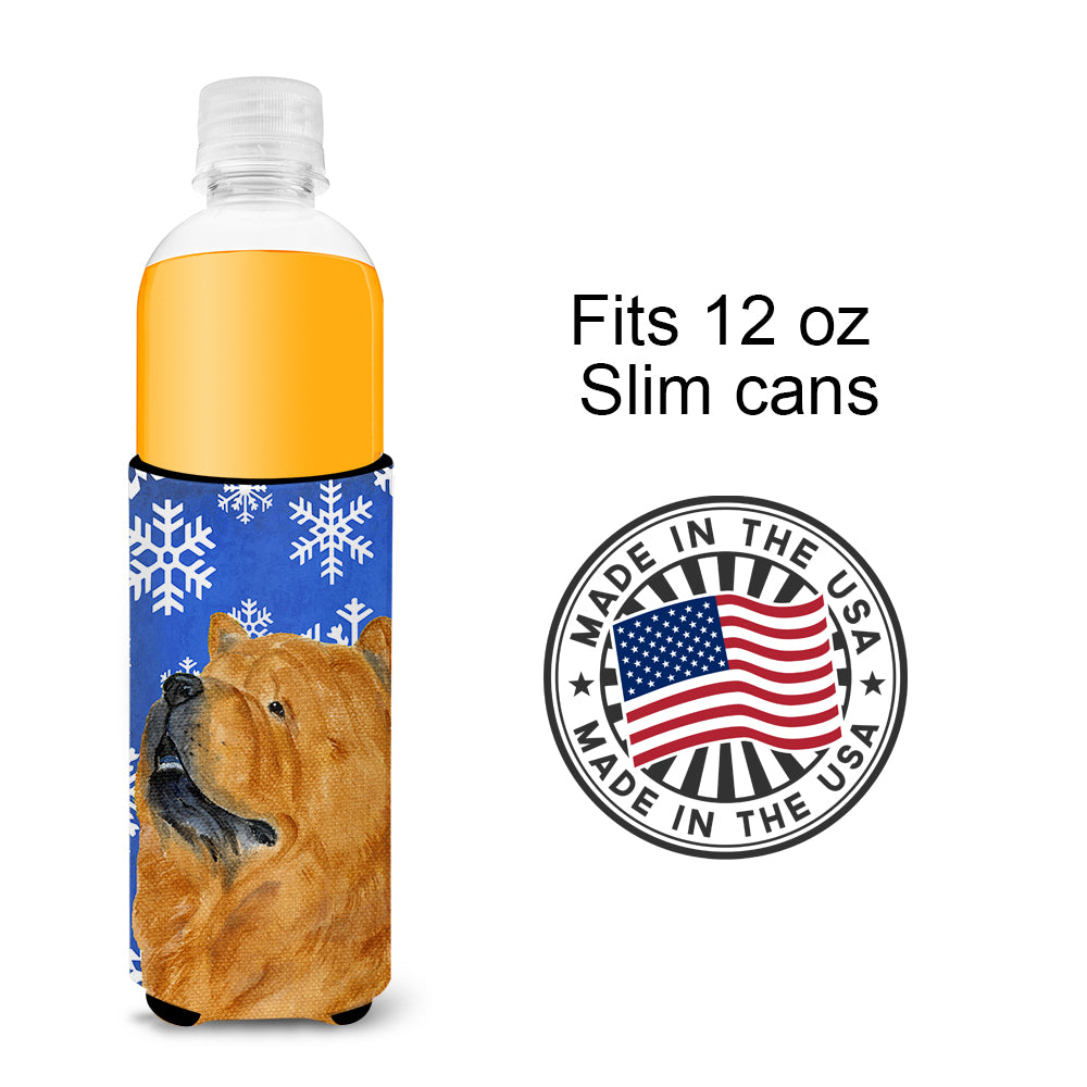 Chow Chow Winter Snowflakes Holiday Ultra Beverage Insulators for slim cans SS4640MUK.