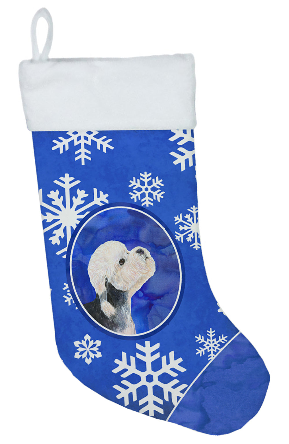 Caroline's Treasures Dandie Dinmont Terrier Winter Snowflakes Christmas Stocking SS4641
