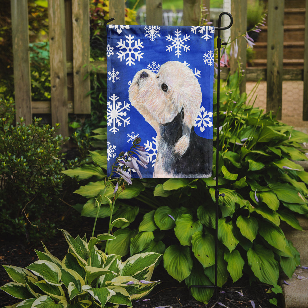 Dandie Dinmont Terrier Winter Snowflakes Holiday Flag Garden Size