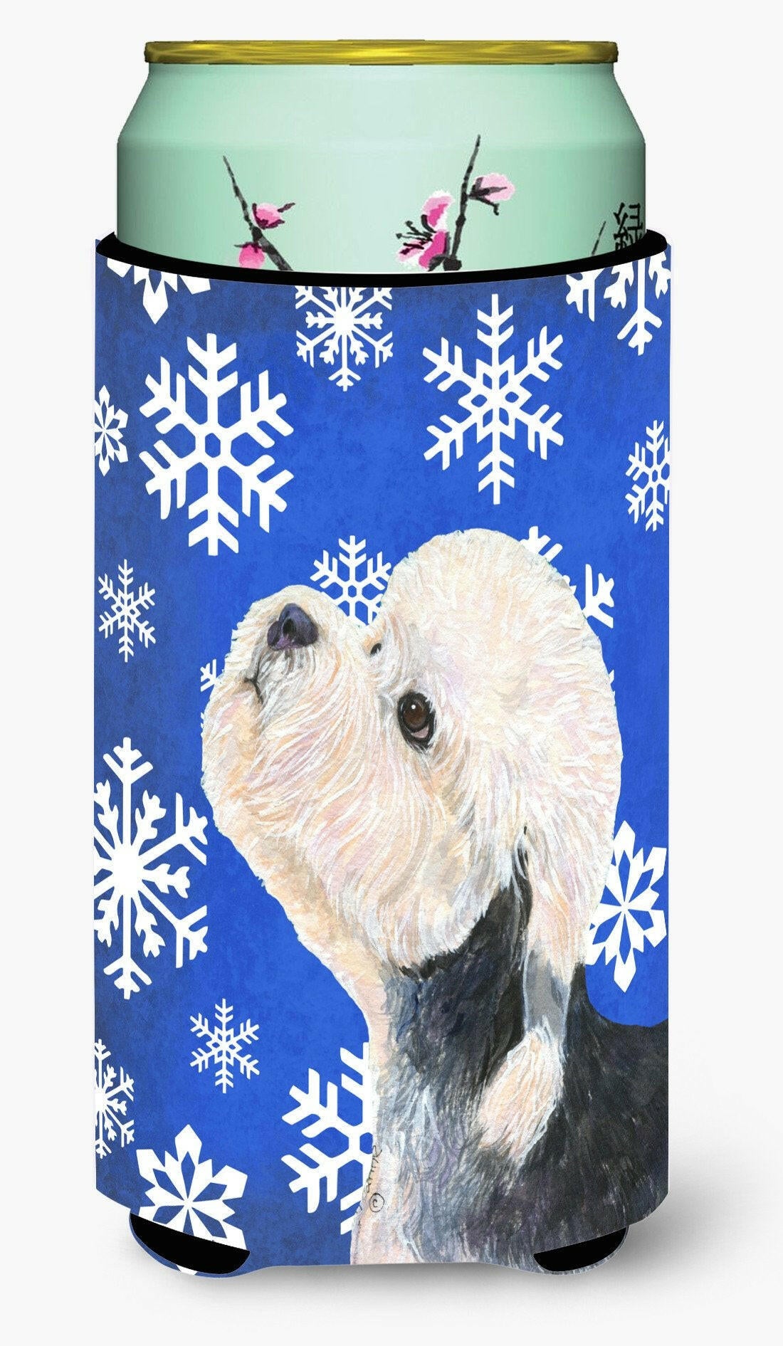 Dandie Dinmont Terrier Winter Snowflakes Holiday  Tall Boy Beverage Insulator Beverage Insulator Hugger by Caroline&#39;s Treasures