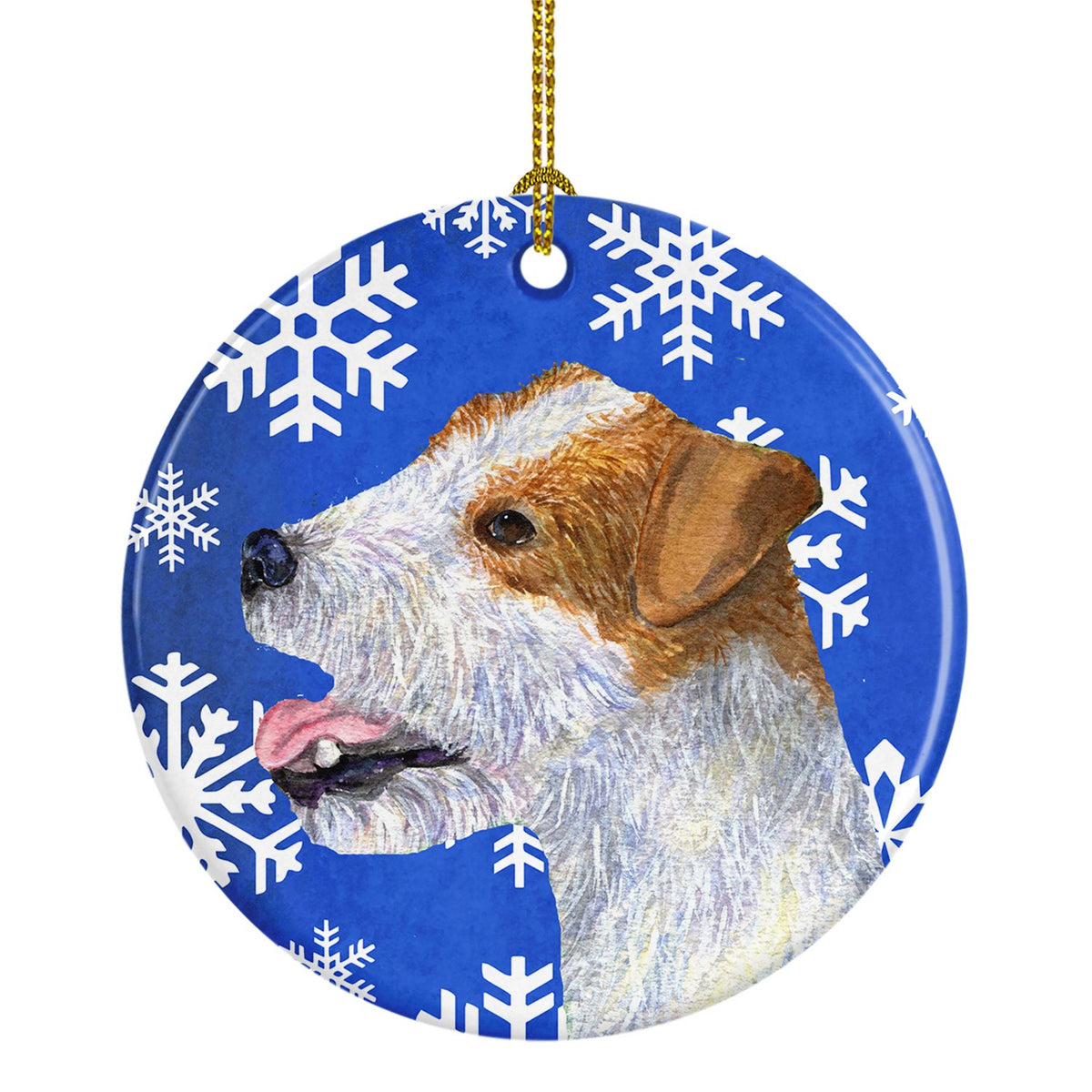 Jack Russell Terrier Winter Snowflakes Holiday Christmas Ceramic Ornament by Caroline&#39;s Treasures
