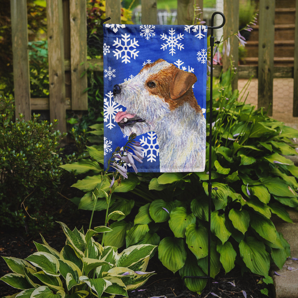 Jack Russell Terrier Winter Snowflakes Holiday Flag Garden Size
