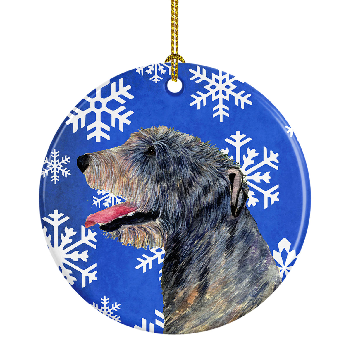Irish Wolfhound Winter Snowflakes Holiday Christmas Ceramic Ornament SS4644 - the-store.com