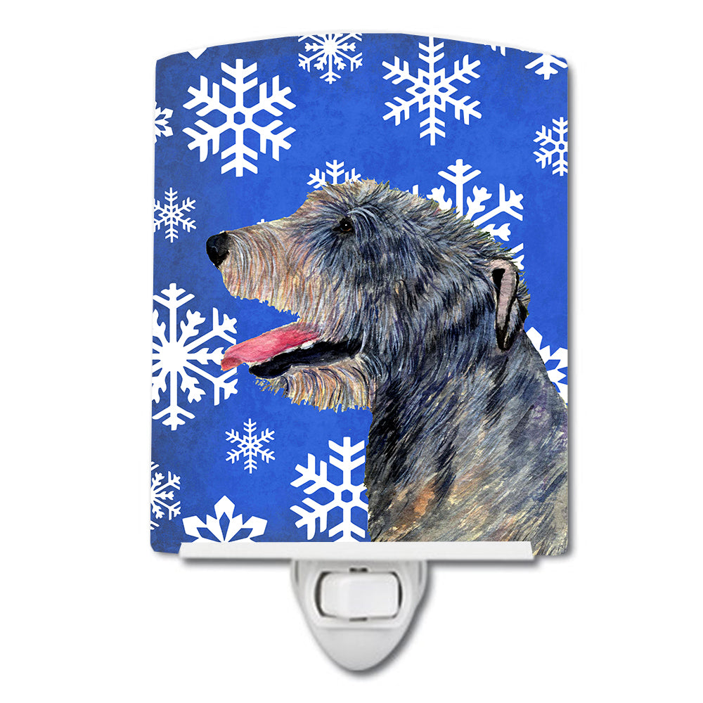 Irish Wolfhound Winter Snowflakes Holiday Ceramic Night Light SS4644CNL - the-store.com