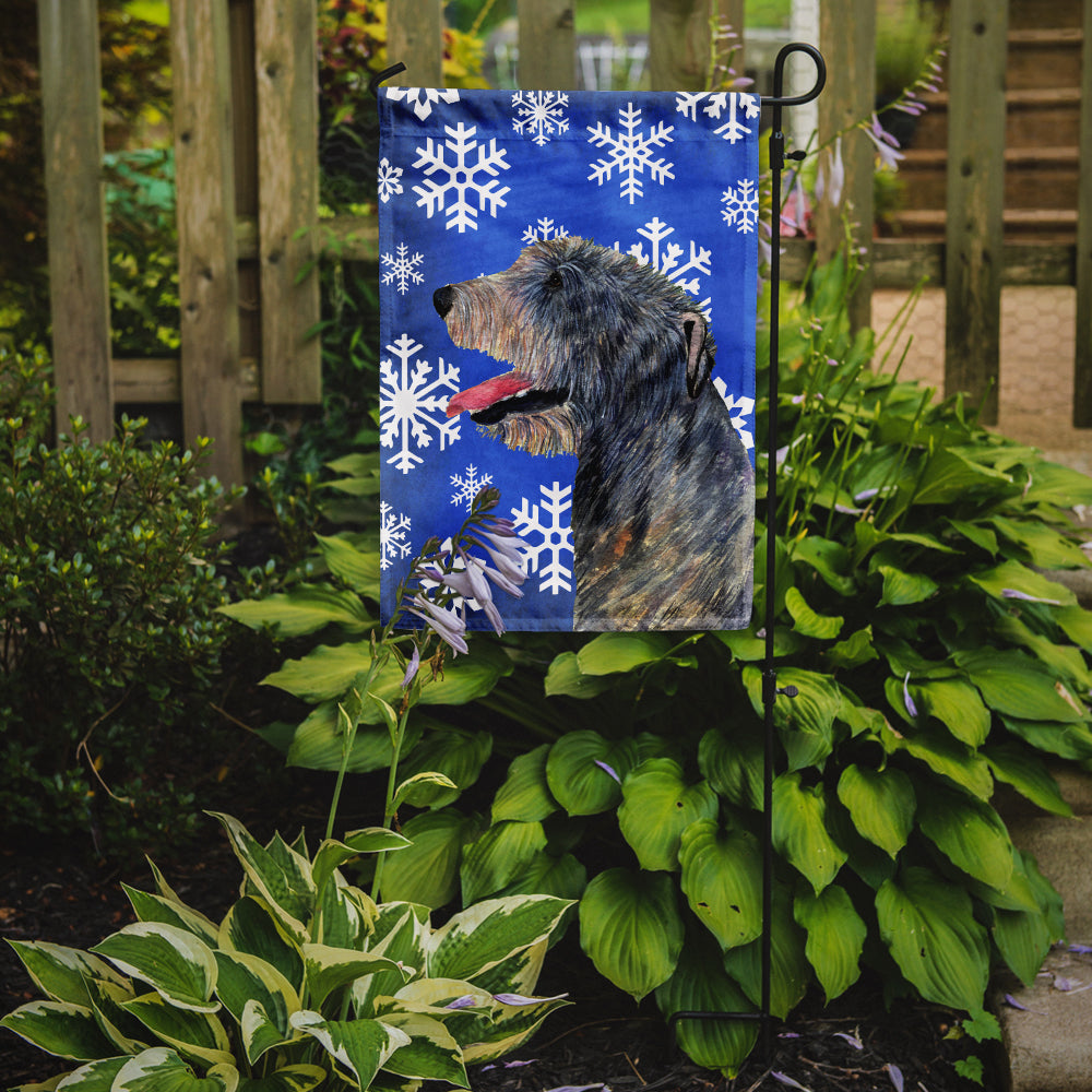 Irish Wolfhound Winter Snowflakes Holiday Flag Garden Size