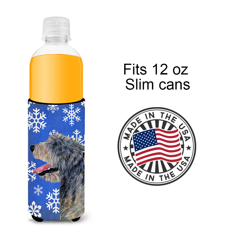 Irish Wolfhound Winter Snowflakes Holiday Ultra Beverage Insulators for slim cans SS4644MUK
