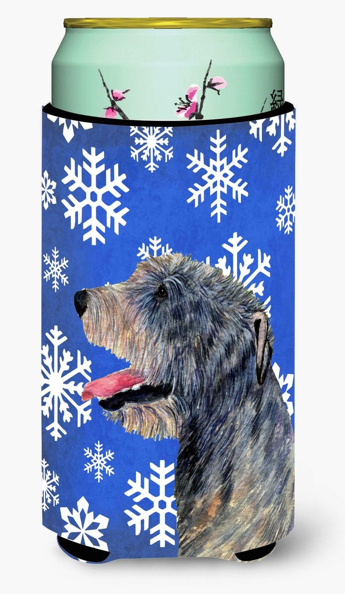 Irish Wolfhound Winter Snowflakes Holiday  Tall Boy Beverage Insulator Beverage Insulator Hugger by Caroline&#39;s Treasures