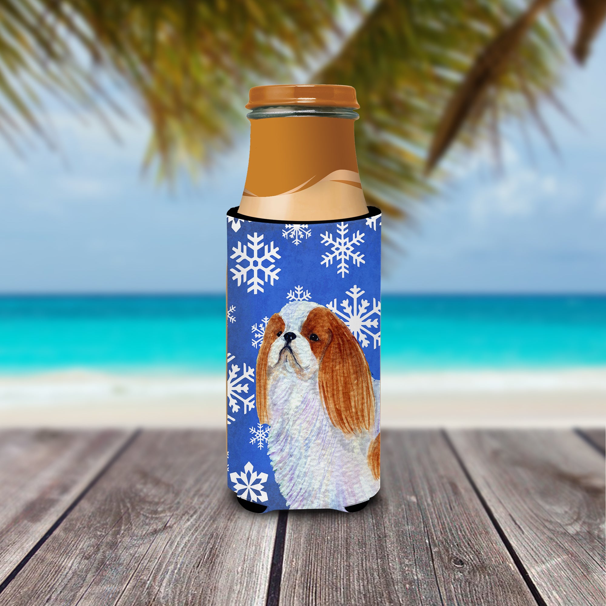English Toy Spaniel Winter Snowflakes Holiday Ultra Beverage Insulators for slim cans SS4645MUK