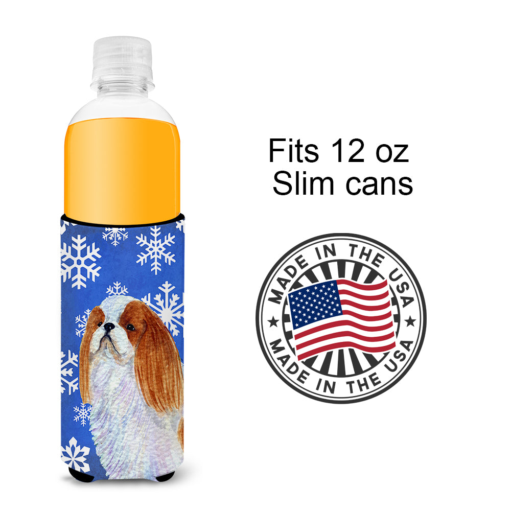English Toy Spaniel Winter Snowflakes Holiday Ultra Beverage Isolateurs pour canettes minces SS4645MUK