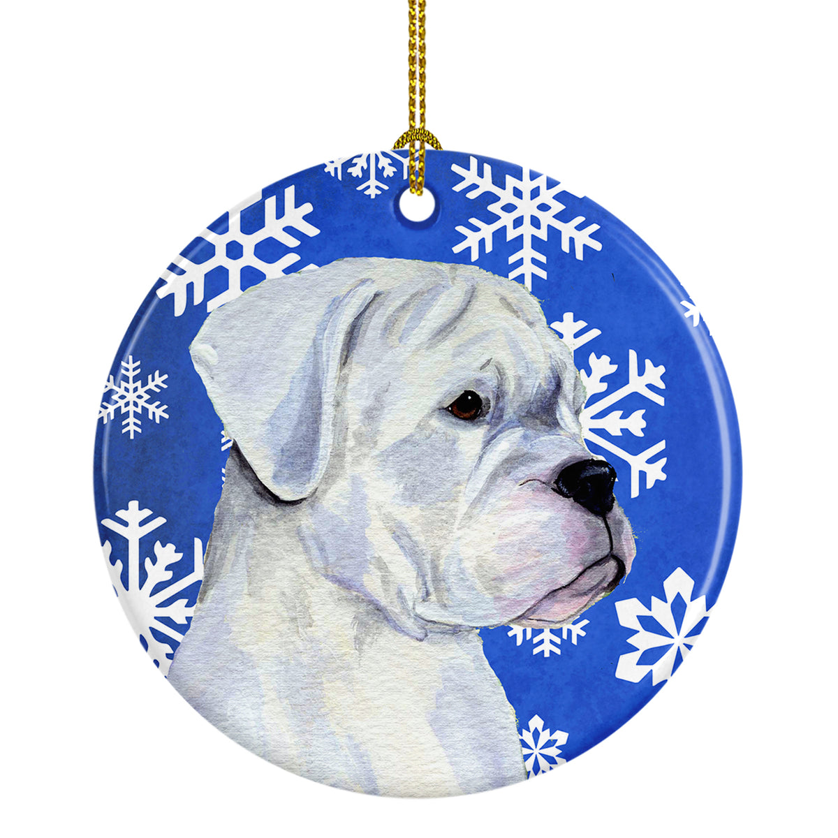 Boxer Winter Snowflakes Holiday Christmas Ceramic Ornament SS4647 - the-store.com