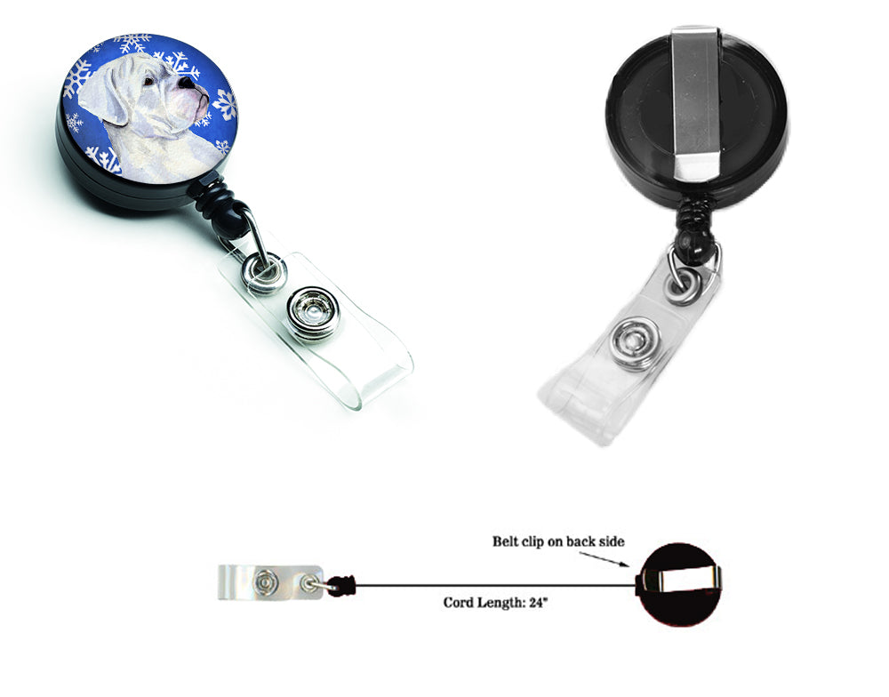 Boxer Winter Snowflakes Holiday Retractable Badge Reel SS4647BR  the-store.com.
