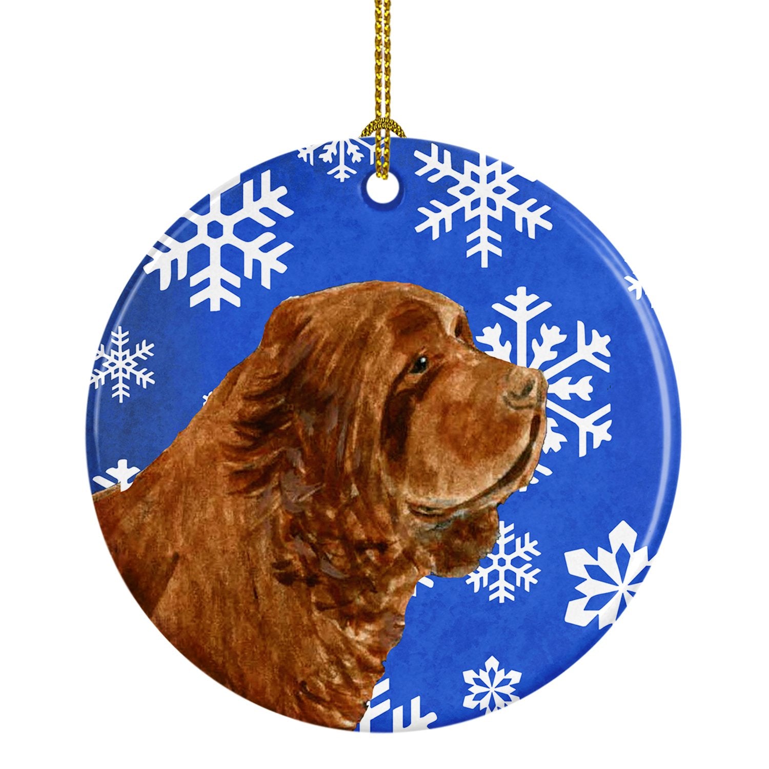 Sussex Spaniel Winter Snowflakes Holiday Christmas Ceramic Ornament SS4648 by Caroline's Treasures