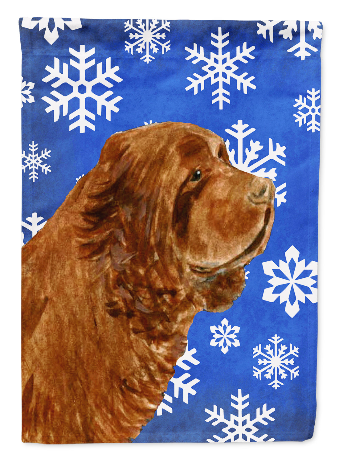 Sussex Spaniel Winter Snowflakes Holiday Flag Canvas House Size