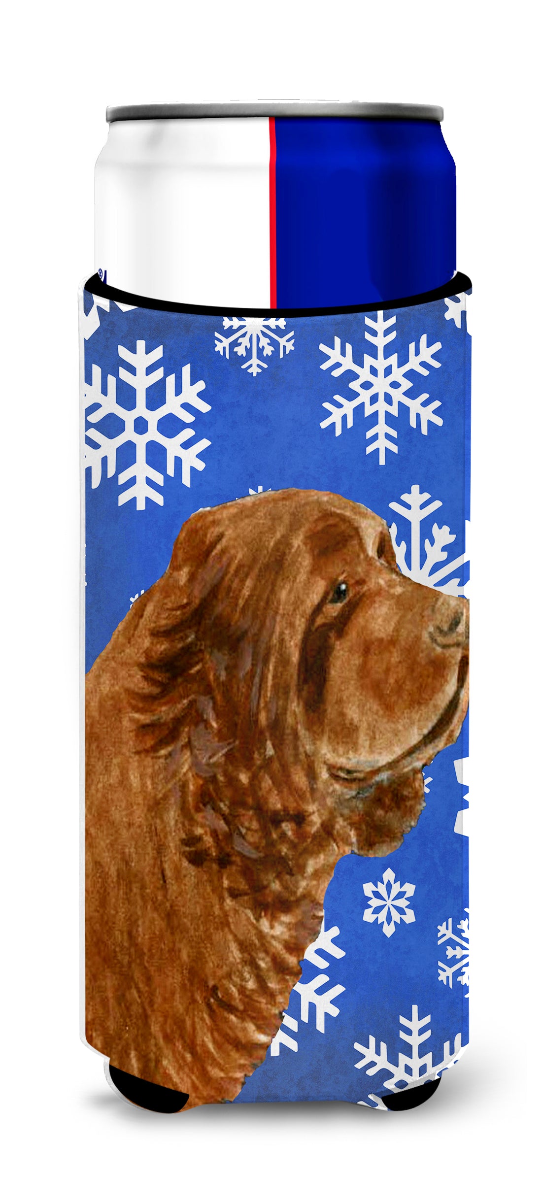 Sussex Spaniel Winter Snowflakes Holiday Ultra Beverage Insulators for slim cans SS4648MUK