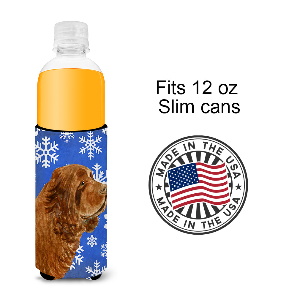 Sussex Spaniel Winter Snowflakes Holiday Ultra Beverage Isolateurs pour canettes minces SS4648MUK