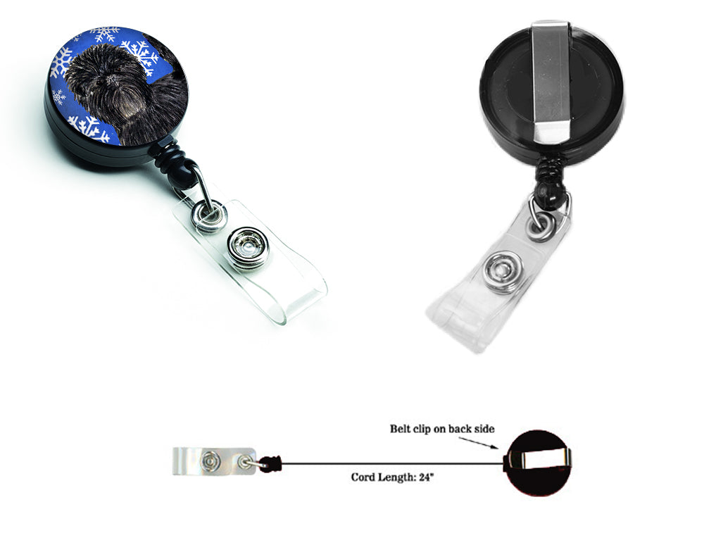 Affenpinscher Winter Snowflakes Holiday Retractable Badge Reel SS4649BR  the-store.com.