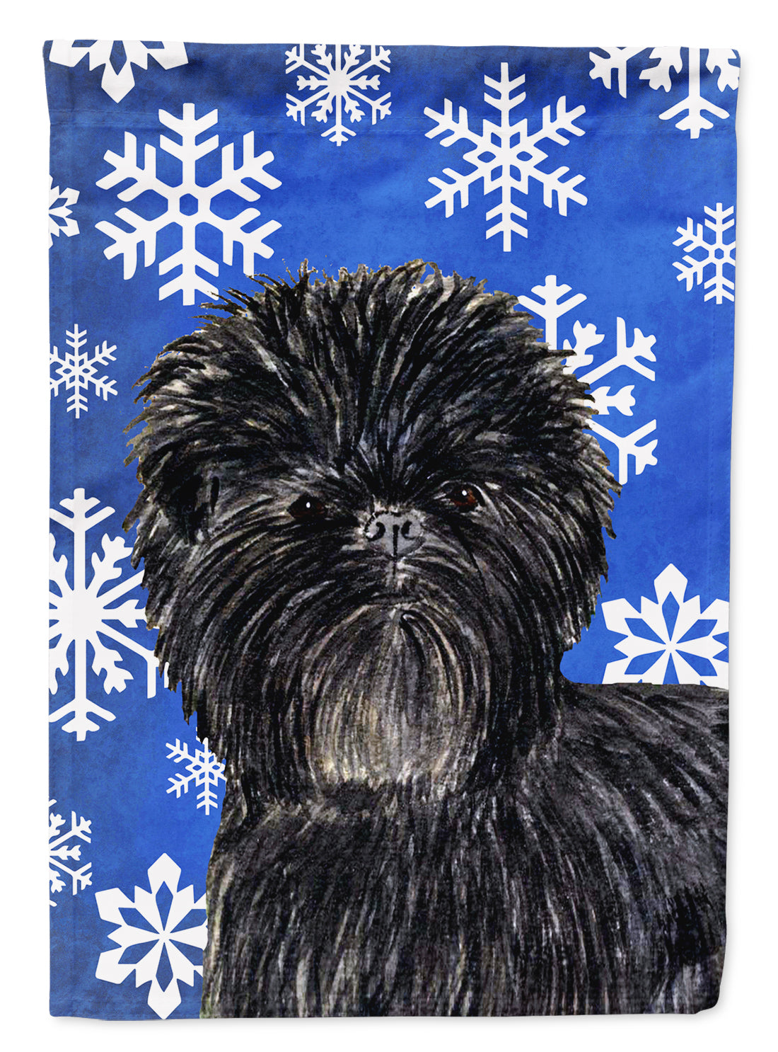 Affenpinscher Winter Snowflakes Holiday Flag Canvas House Size  the-store.com.