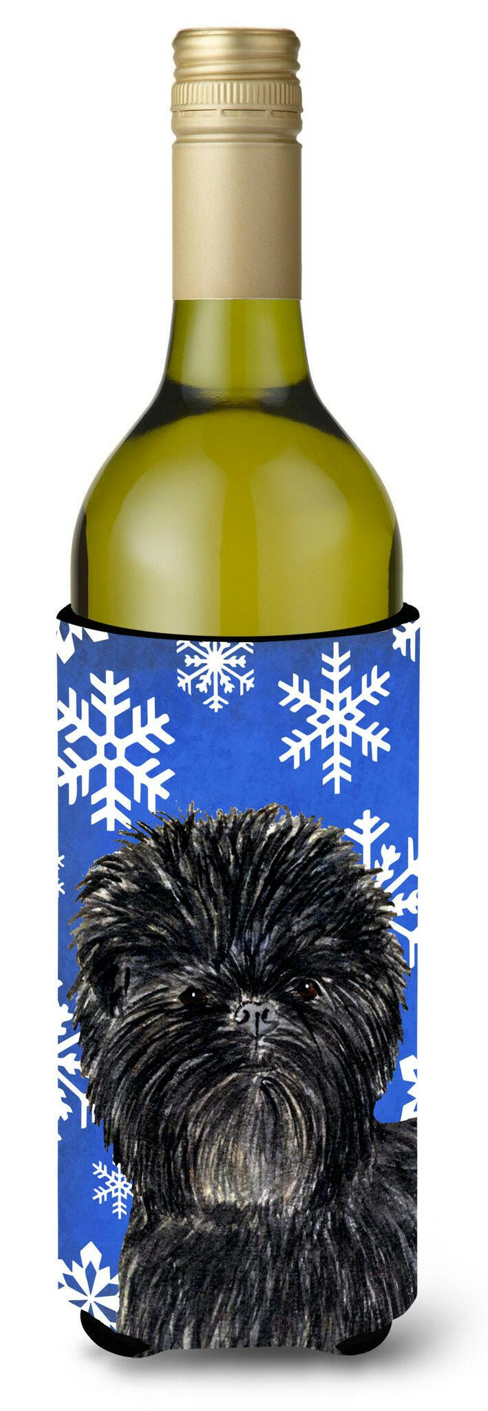 Affenpinscher Winter Snowflakes Holiday Wine Bottle Beverage Insulator Beverage Insulator Hugger by Caroline&#39;s Treasures