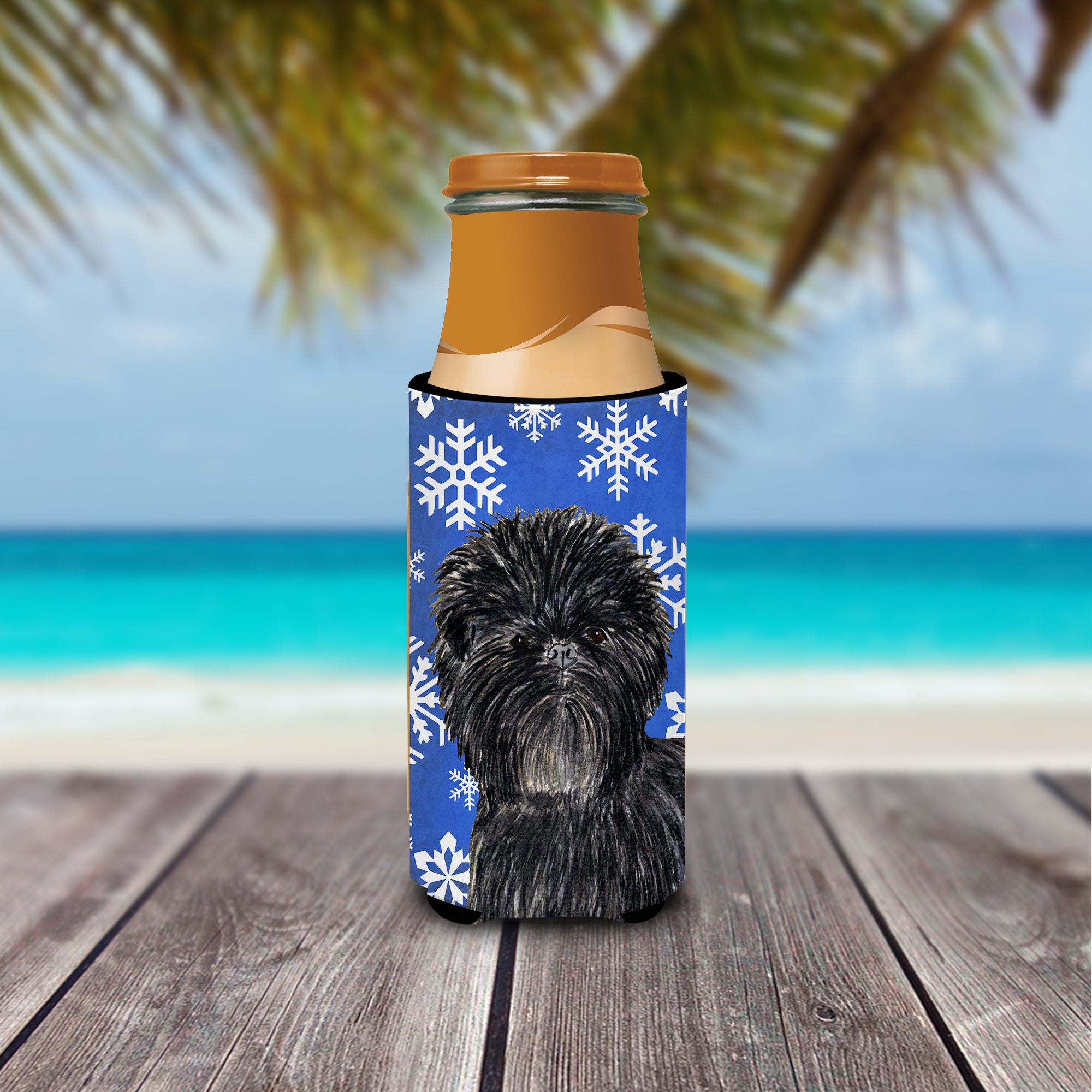 Affenpinscher Winter Snowflakes Holiday Ultra Beverage Insulators for slim cans SS4649MUK.